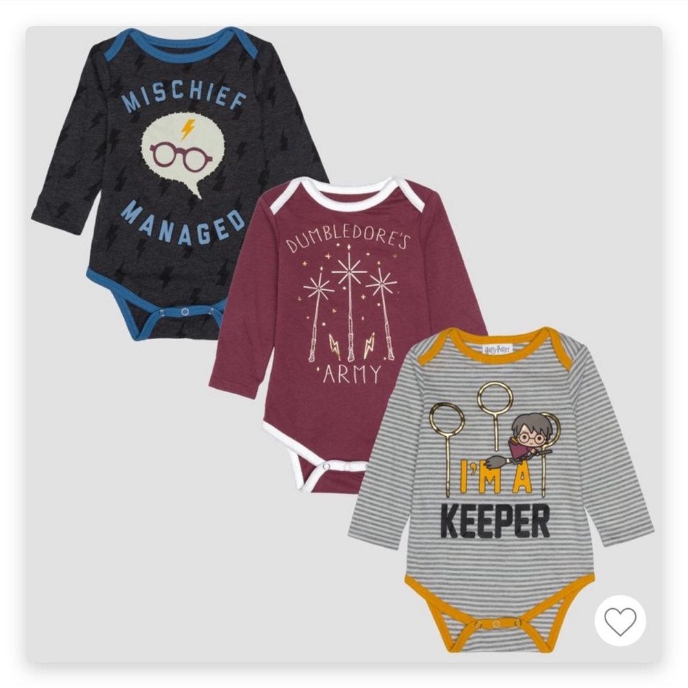 Baby Harry Potter 3pk long sleeve bodysuits